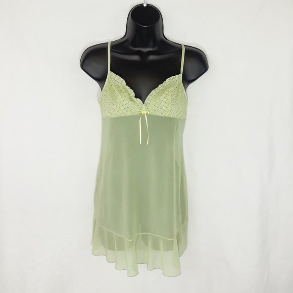Victoria's Secret Other - Victoria's Secret Sheer Mint Green Lace Mesh Babydoll L
